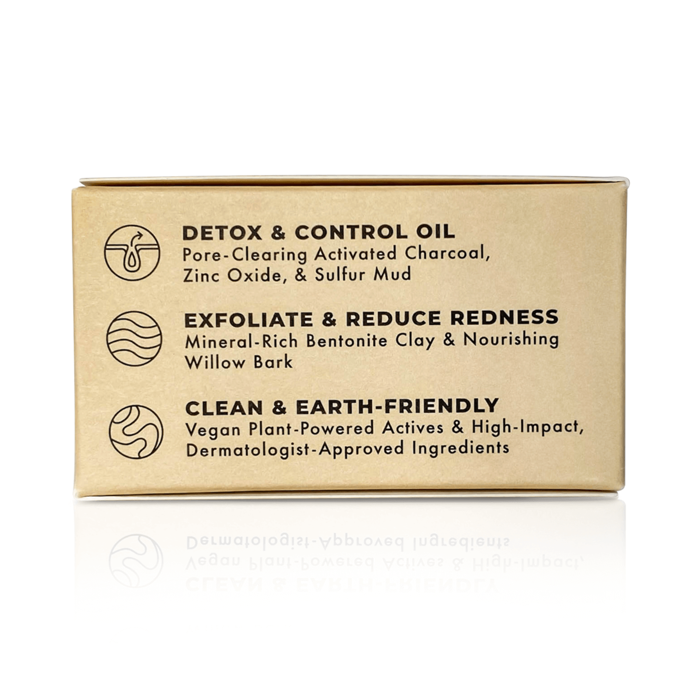 Alder new york clarifying face mask side of box showing eco-friendly info