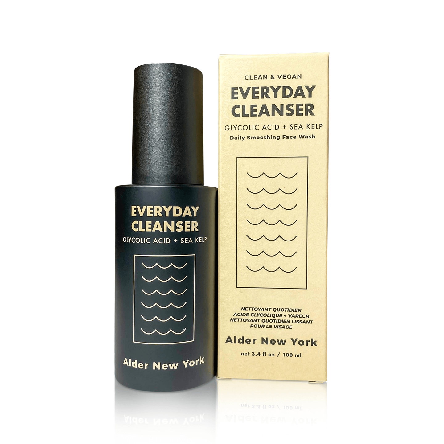 Alder new york everyday cleanser fron view beside box packaging