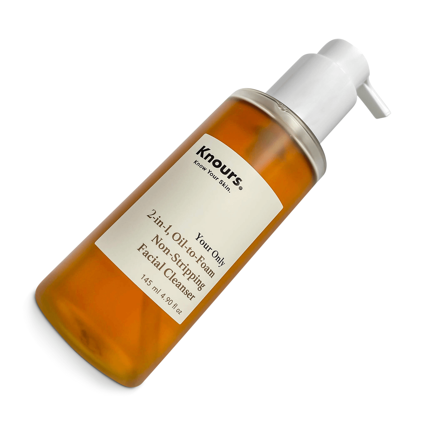 Knours your only 2-in-1 oil-to-foam non-stripping facial cleanser closeup