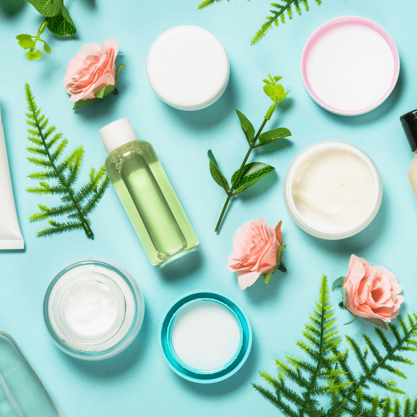 healthy natural skincare ingredients on a table